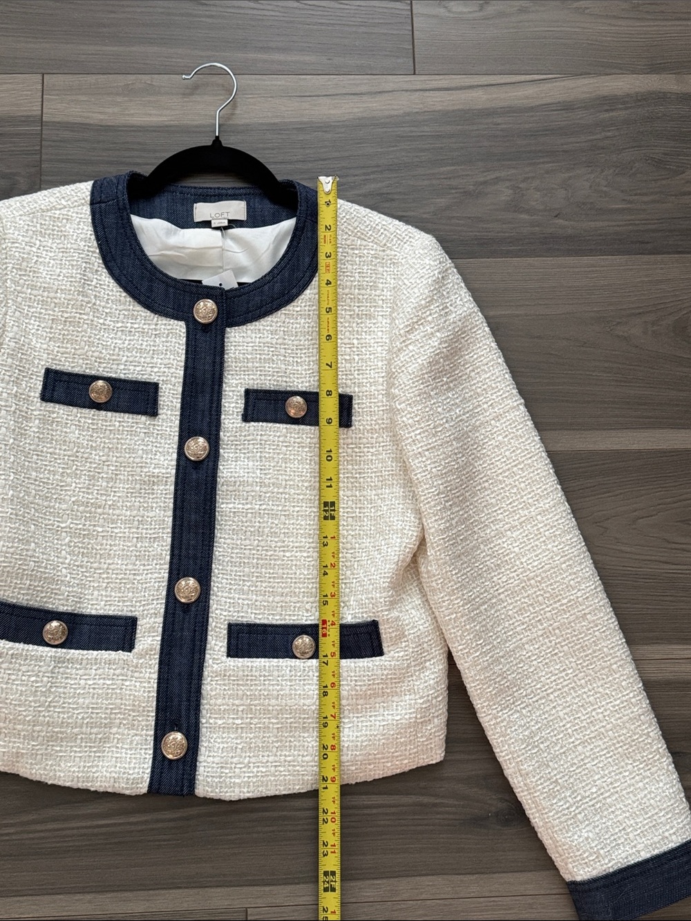 NWT LOFT Denim Trimmed Tweed Jacket - Picture 11 of 13